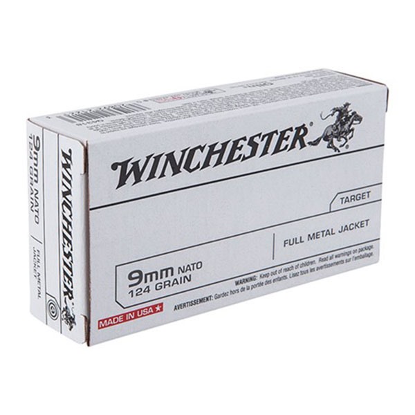 Winchester USA White Box 9mm Luger Full Metal Jacket 124 Grain 50 Rounds