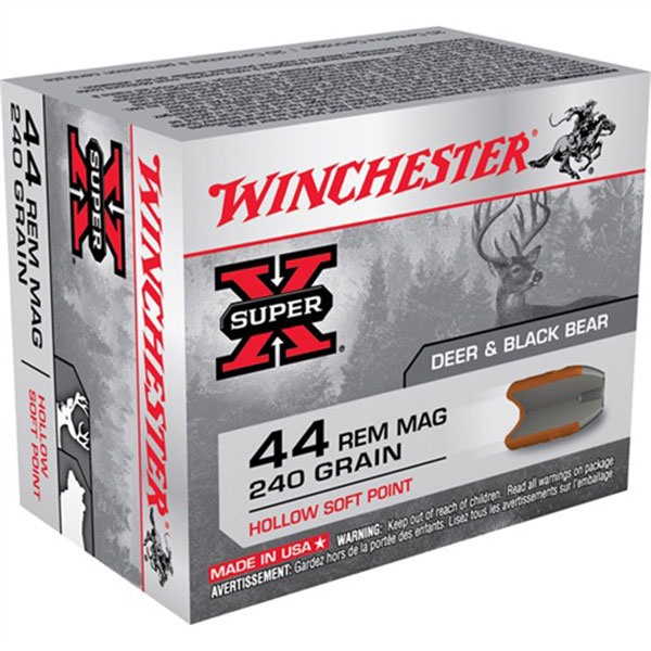 Winchester Ammo X44MHSP2 Super X 44 Rem Mag 240 gr Hollow Soft Point (HSP) 20 Per Box/ 10 Cs
