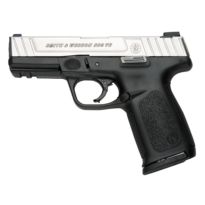 Smith & Wesson 123902 SD VE 9mm Luger Stainless Steel 4" Barrel 10+1, Black Polymer Frame, Picatinny Acc. Rail, Satin Stainless Steel Slide, Textured Polymer Grip, No Manual Safety