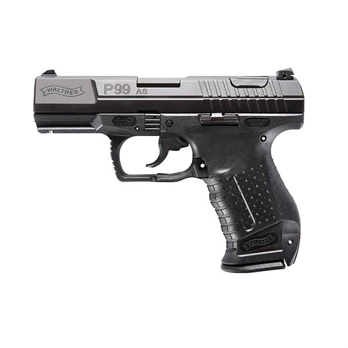 Walther Arms P99 AS 9mm Pistol, Tenifer Black Finish, 4-inch Barrel, 10-Round Capacity, 7.1-inch Length, 24oz Weight