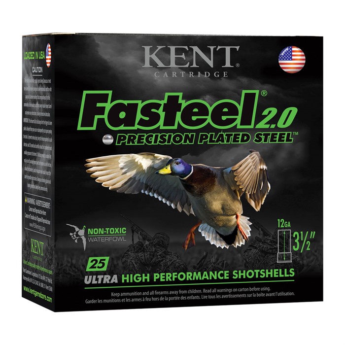 Kent Cartridge Fasteel 2.0 Precision Plated Steel Shotshells - 12 Gauge, 3", 1 1/8 oz, Shot Size 6, Muzzle Velocity 1560 fps, 25 Rounds