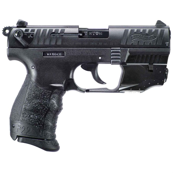 Walther Arms P22Q Laser Set, Double Action 22LR, 3.42" Threaded Barrel, Black Polymer Frame, 10+1 Capacity, Ambidextrous Safety