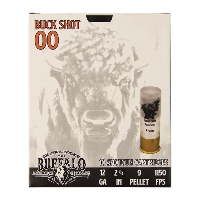 THE BUFFALO CARTRIDGE COMPANY 12 GAUGE 2-3/4" 9 PELLET 00 BUCK SHOT 10/BOX