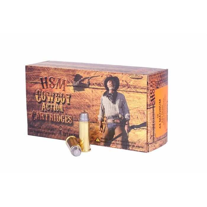 HSM Cowboy Action 44 Remington Magnum Ammo 200 Grain Flat Nose Box of 50