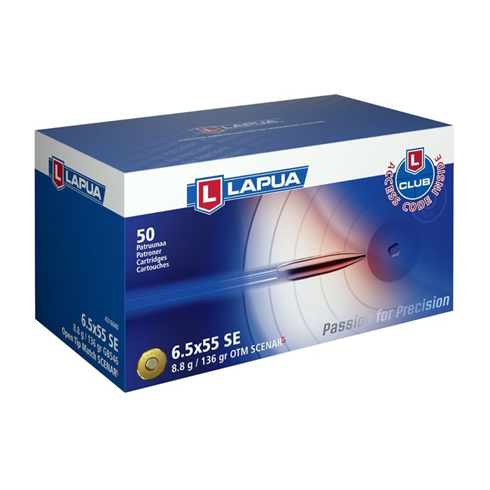 Lapua 6.5XX55 SWEDISH 136GR OPEN TIP MATCH 50/BOX