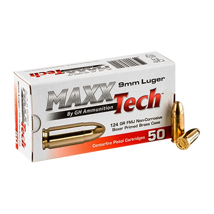 MAXX TECH 9MM LUGER 124GR FULL METAL JACKET 50/BOX