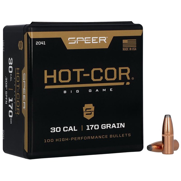 Speer 2041 30 Caliber 170GR Soft Point Flat Nose Bullets 100/Box - Speer - 30 CALIBER