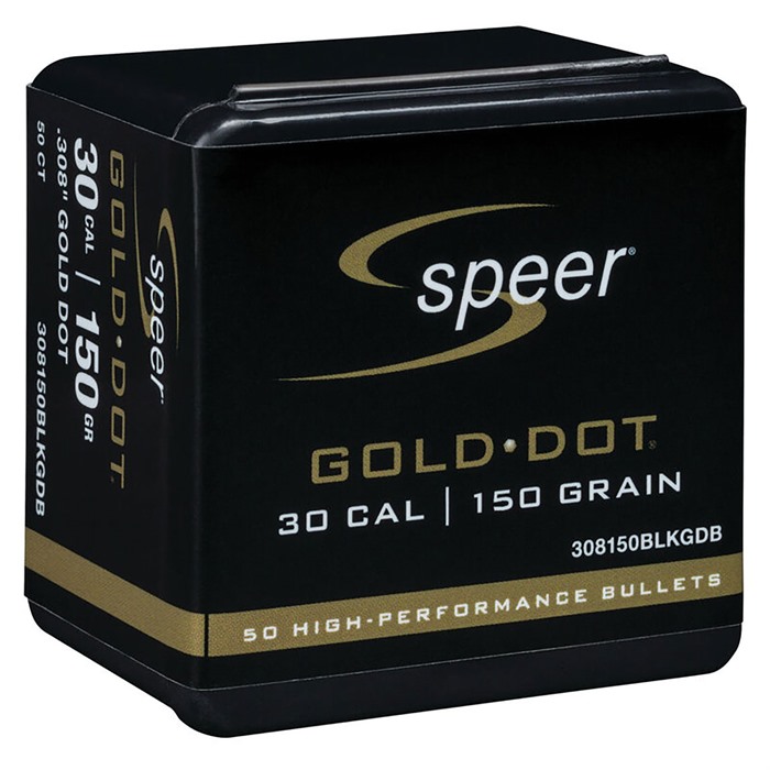 Speer 308150BLKGDB 30 Cal 150gr Gold Dot Soft Point Bullets 50/Box