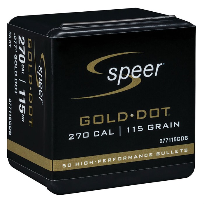 Speer 277115GDB 270 Cal 115GR Gold Dot Soft Point Bullets 50/Box