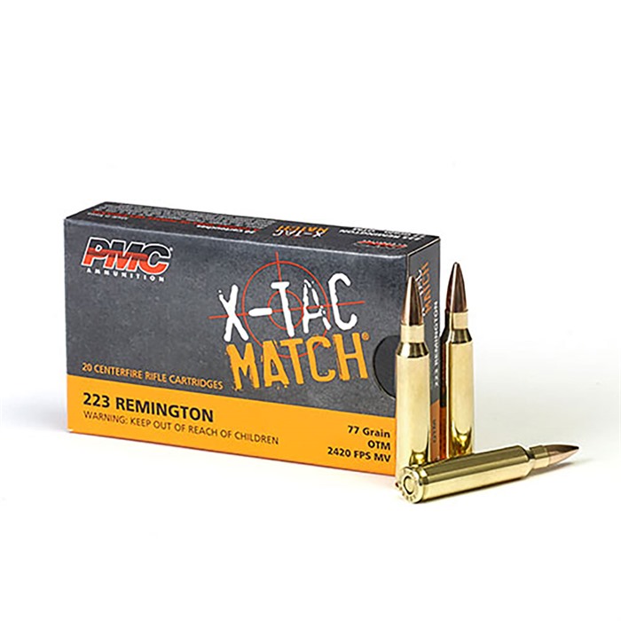 PMC 223XM X-Tac Match .223 Rem 77gr Sierra OTM 20 Rounds Brass