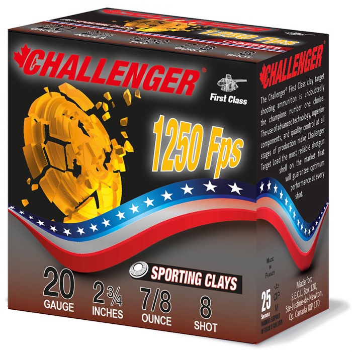 Challenger CTA20SC8 20 Ga 2-3/4" 7/8oz #8 Sporting Clay Ammo 250ct