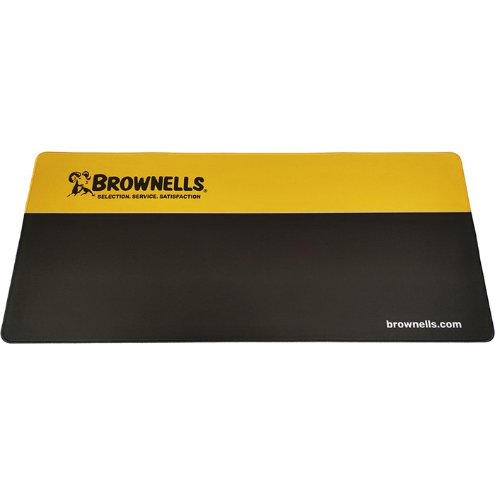 BROWNELLS NON-SLIP BENCHMAT DESKPAD 35.43X17.7 DARK BROWN & YELLOW