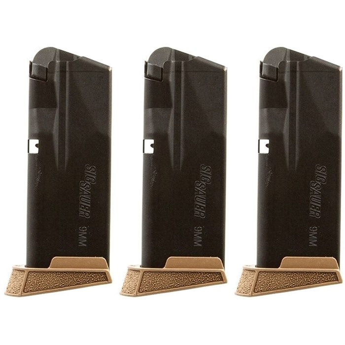 Sig SAUER, INC. P365 MAG W/FINGER EXTENSION9MM LUGER 10RD COYOTE 3/PACK