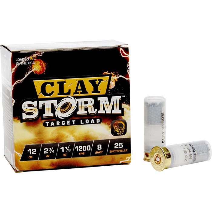 Fiocchi AMMUNITION CLAY STORM 12 GAUGE 2-3/4" 1-1/8OZ #8 SHOT 1200 FPS 25/BOX