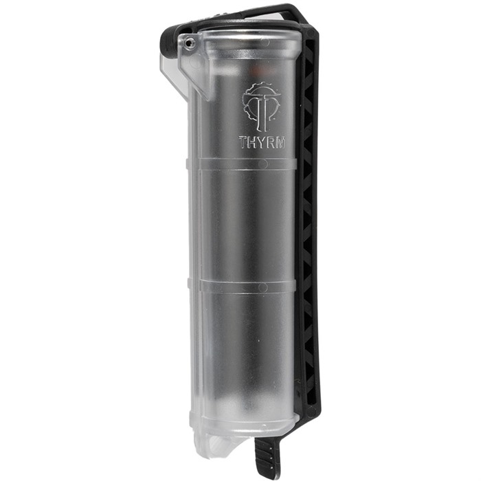 THYRM LLC CELLVAULT XL BATTERY STORAGE FOR AAACR123 & 18650 CLEAR/BLK