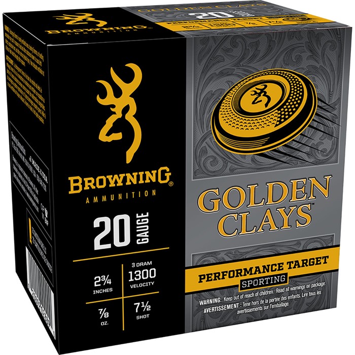 GOLDEN CLAYS 20 GAUGE 2-3/4 7/8OZ #7.5 SHOT 25/BOX DEN CLAYS 20 GAUGE 2-3/4 7/8OZ #7.5 SHOT 25/BOX Ammo