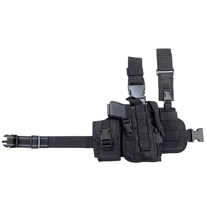 SCHRECK WHOLESALE INC CACTUS JACK TACTICAL DROP LEG HOLSTER W/MAG POUCH BLACK