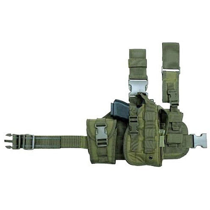SCHRECK WHOLESALE INC CACTUS JACK TACTICAL DROP LEG HOLSTER W/MAG POUCH O.D. GREEN