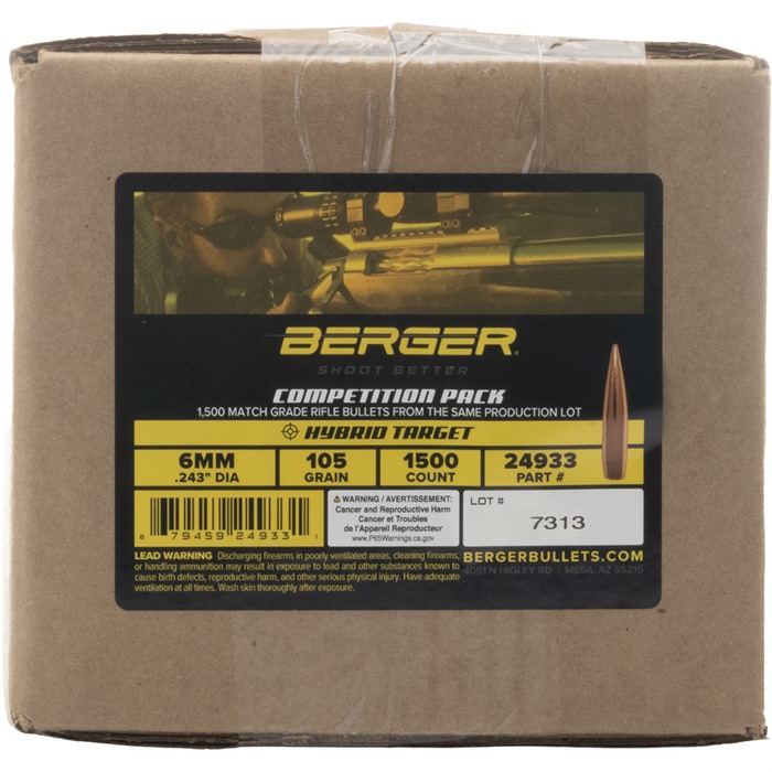 BERGER BULLETS 6MM (0.243'') 105GR HYBRID BOAT TAIL 1500/BOX