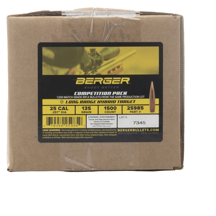 BERGER BULLETS 25 CALIBER (0.257'') 135GR LR HYBRID TARGET BT 1500/BOX