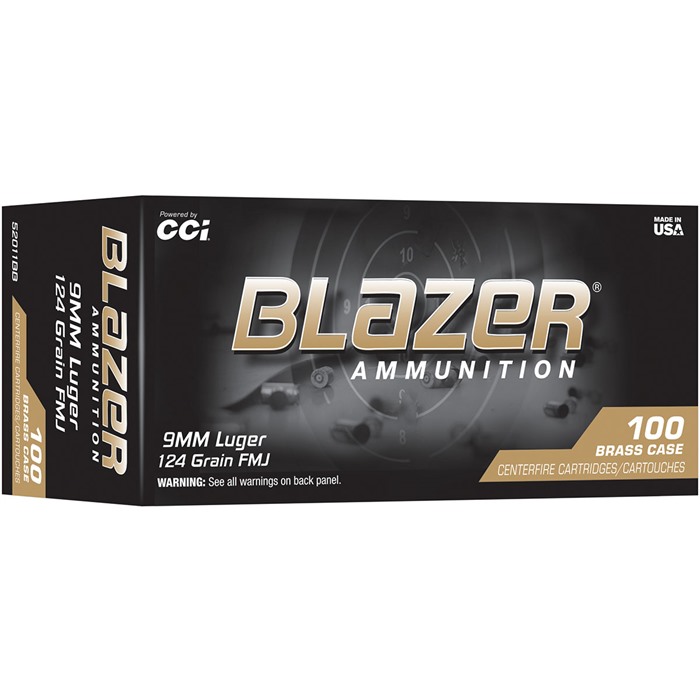 ZER BRASS 9MM LUGER 124GR FMJ 1090 FPS 100/BOX Ammo