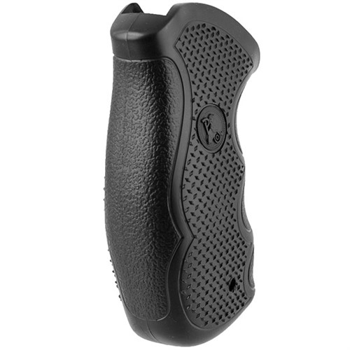 Lyman Diamond Pro Series Revolver Grips for S&W K, L Frame with Round Butt - Black Rubber with Finger Grooves and Diamond Checkering