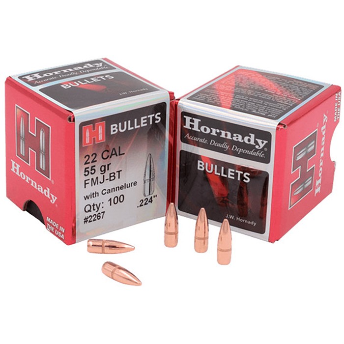 22 CALIBER (0.224'') 55GR FMJBT WITH CANNELURE BULLETS