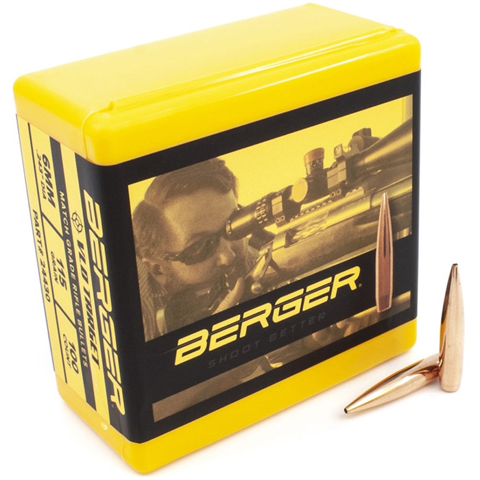 Berger 24430 6mm 115gr VLD Boat Tail Bullets 100/Box