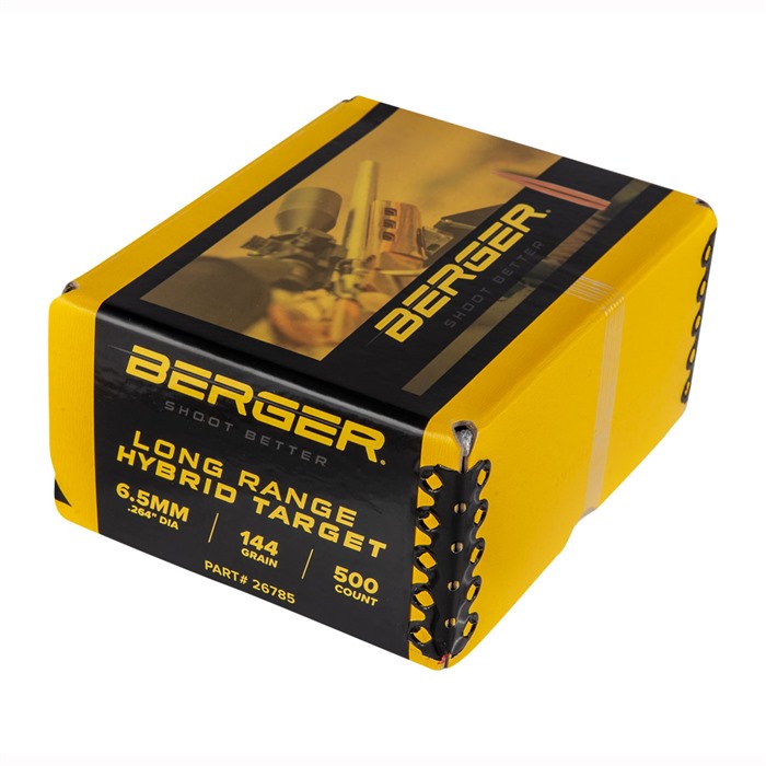 Berger 26785 6.5mm 144gr Long Range Hybrid Target Bullets 500/Box - Berger Bullets - 264 CALIBER