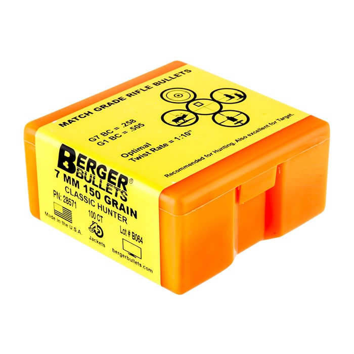 Berger 7mm .284 Diameter 150 Grain Classic Hunter 100 Count - Berger Bullets - 284 CALIBER