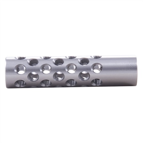 SHREWD #1 MUZZLE BRAKE 22 CALIBER 1/2-28 CHROME MOLY SILVER