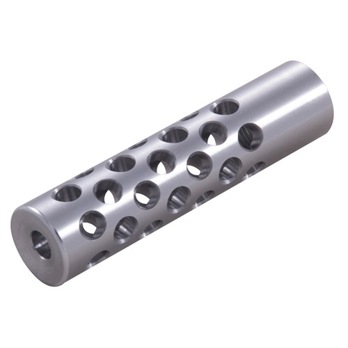 SHREWD #2 MUZZLE BRAKE 22 CALIBER 1/2-28 CHROME MOLY SILVER