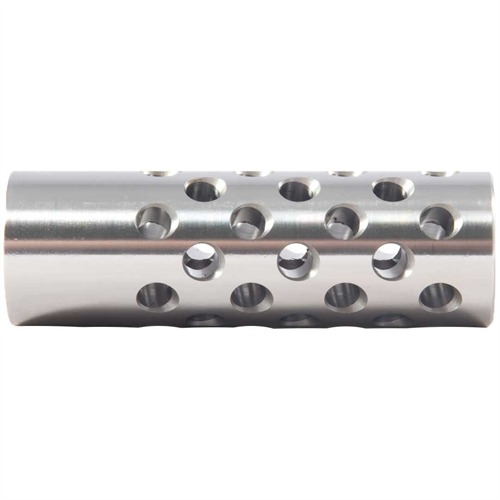 SHREWD #3 MUZZLE BRAKE 22 CALIBER 9/16-24 CHROME MOLY SILVER