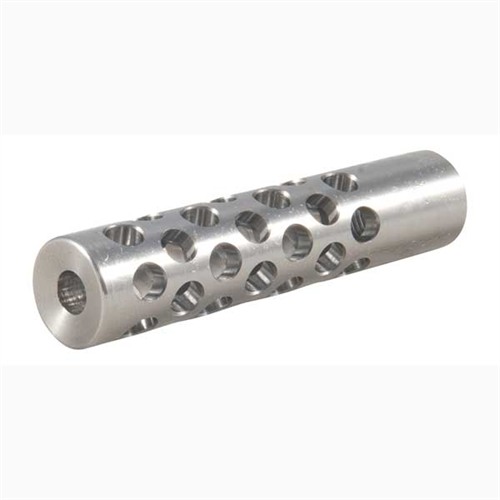 SHREWD #01 MUZZLE BRAKE 22 CALIBER 7/16-28 SS SILVER