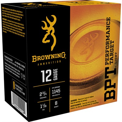wning 12 Gauge B193611228 BPT Performance Target Light 2.75 1-1/8oz 8 Shot Ammo