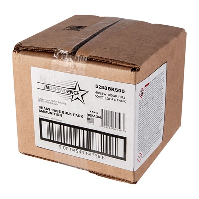  5258BK500 Independence Full Metal Jacket 180 Grain .40 S&W Ammo
