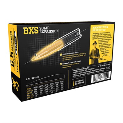 wning B192400651 BXS Copper Expansion Lead Free Solid Expansion Polymer Tip 120 Grain 6.5mm Creedmoor 2850 Fps Ammo