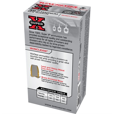 chester WC3571 Super X Target 357 Mag 125 Gr Winclean Brass Enclosed Base 50 Per Box/ 10 Cs Ammo