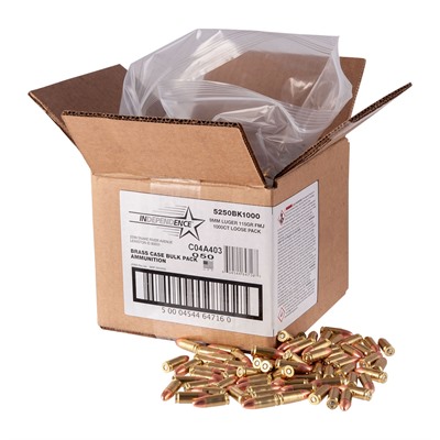 eral INDEPENDENCE AMO 9MM 115GR FMJ 1000RD BULK BOX Ammo