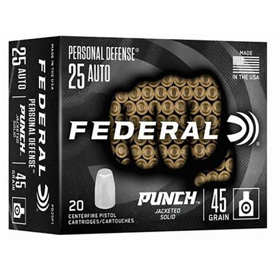 eral PD25P1 Personal Defense Punch Punch Hollow Point 45 Grain .25 ACP Ammo